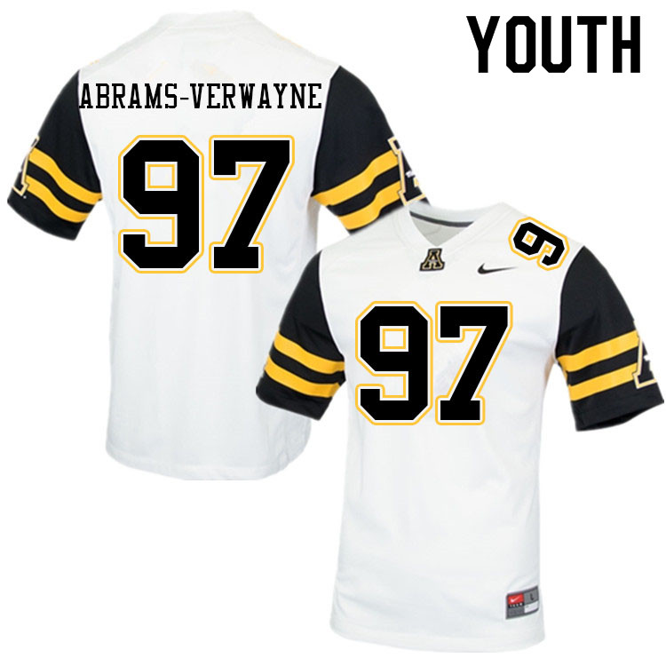 Youth #97 Kevin Abrams-Verwayne Appalachian State Mountaineers College Football Jerseys Sale-White